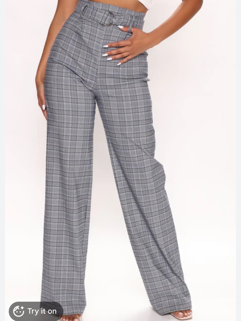 Lee Gray Plaid Wide-Leg Pants woman’s size 10